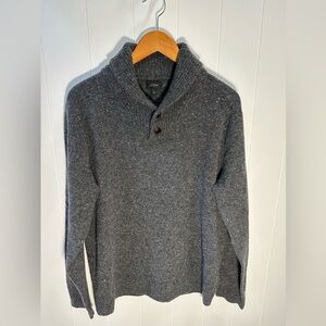 Men’s J.Crew Merino Wool Blend Shawl-Collar Sweater, Marled Gray, Size Large